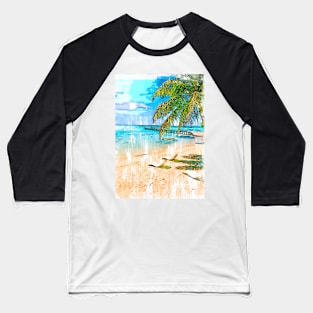 Beautiful Summer Beach French Polinesia Baseball T-Shirt